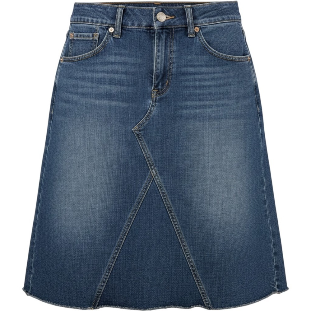 Levis Womens Medium Wash Denim Mini Skirt Raw Hem Blue Size 10 MIS